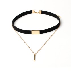 golden chain tassel suede choker